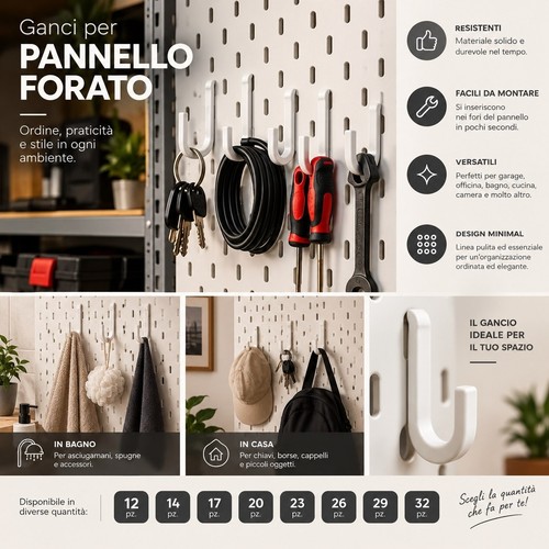 Set ganci per pannello - per, forato