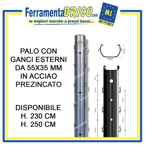 Palo con ganci esterni 55x35 - con,